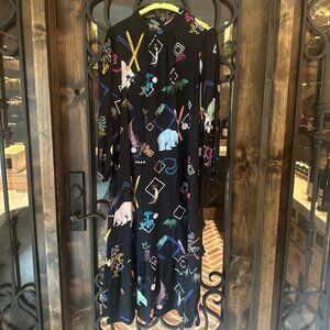 Vilagallo Black Animal Dress Size 36/Size 2